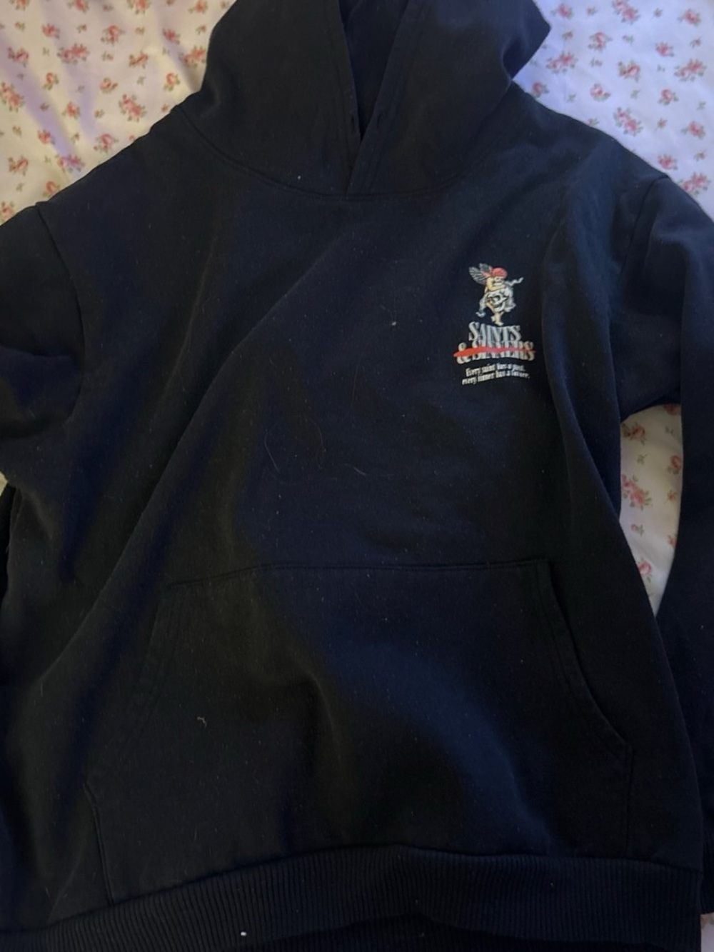 Unbranded Black Pullover Hoodie with Small Chest Logo